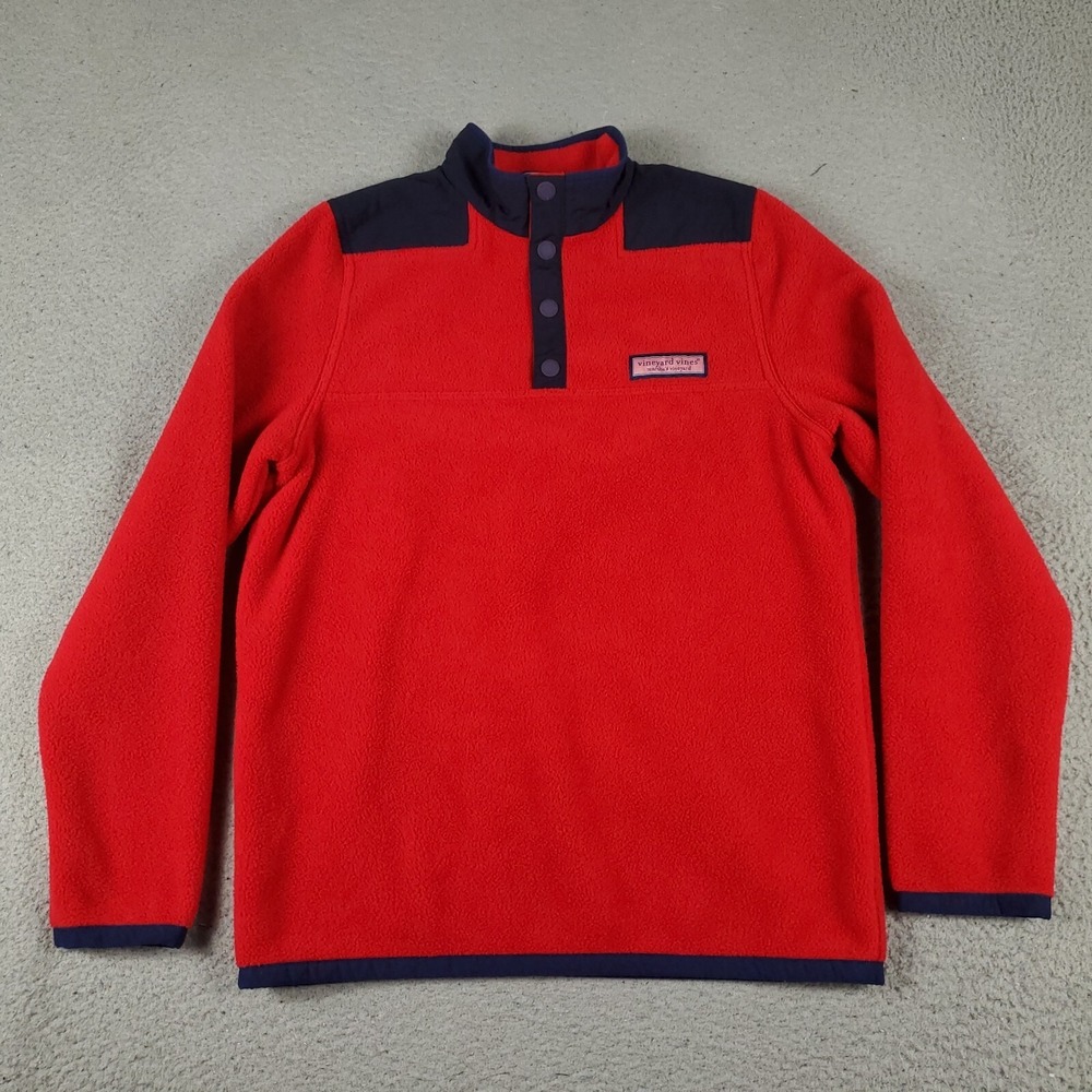 Vineyard Vines Sweater Boys XL Red Fleece 1/4 Zip Pullover Sweatshirt Kids